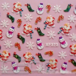 Christmas Xmas Wrap 3D Nail 26 Designs Art Stickers Foil Tips Decal 