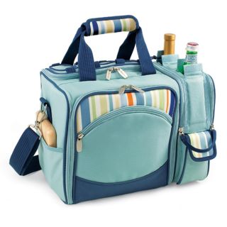 features insulated cooler with deluxe picnic service for two has 