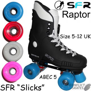 sfr raptor quad roller skates with slick wheels sizes 5