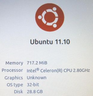 Gateway M520 Celeron 2 8GHz 768MB RAM 30GB HDD Laptop Ubuntu WiFi CD 
