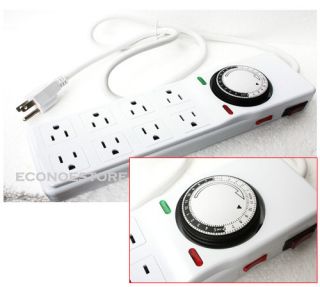   POWER STRIP SURGE PROTECTOR TIMER 8 OUTLET 24 HOUR HYDROPONIC 120V E