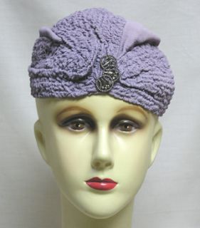 Vintage Womans Hat Lavender Crepe with Cut Steel Ornamentation 1930s 