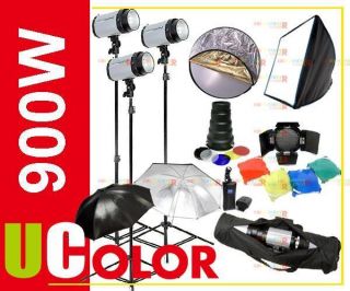 900W Studio Monolight Strobe Flash Lighting Kit with Carry Bag O2 
