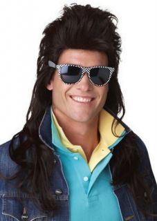 80s Rock Mullet Brown Bogan Redneck Men Costume Wig