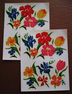 Vintage Meyercord Decals.2 sheets . Daffodils,Poppies, Tulips. Free 