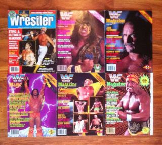   of 6 Wrestling Magazines   The Wrestler & WWF   1980s 90s   Vintage