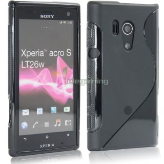 For Sony Xperia Acro s LT26W Black Flip Leather Gel Case Cover Car 