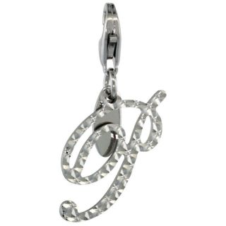 Sterling Silver Letter P Initial Charm Pendant Lobster Clasp 925 