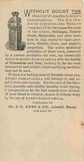 Victorian Trade Card Advertising Ayers Sarsaparilla 1890 Columbus 