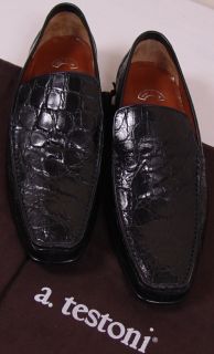 Testoni Shoes $1895 Black Crocodile Loafer 11 5 New
