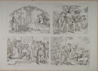 1870 Lithograph Germany Painting Sophronia Olindo Dante Virgil Hell 