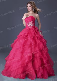 New Fashion Strapless Organza Ball Party Gown Prom Evening Charming 