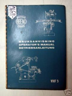 Abene Operators Manual for VHF 3 Milling Machine