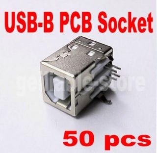 50 pcs USB B Type Right Angle PCB Socket Female Connector New