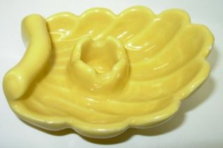 Vintage 1940s Abingdon Pottery Yellow Sea Shell Candle Taper Holder 