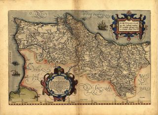 Large A1 Old Abraham Ortelius Portugal New Antique Map