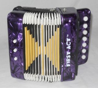    Childs 7 Key Accordion Toy Works Purple Musical Instrument Accordian