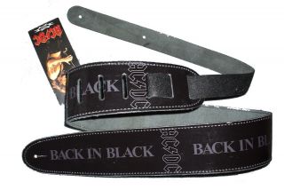AC / DC  Back In Black  2.5 Wide Leather Guitar Strap #1024