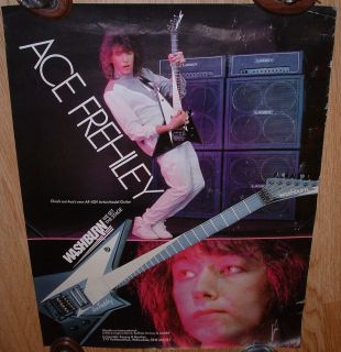 Ace Frehley Kiss Vintage Poster Lot of 2 Washburn AF40V Guitar Love 