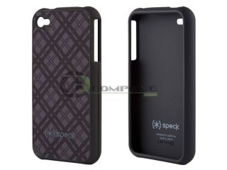 Speck Fitted Hard Black Grey Fabric Backed Case for iPhone4 4S New in 