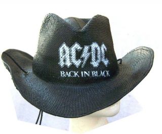 AC DC Back in Black Straw Cowboy Hat OS New Licensed