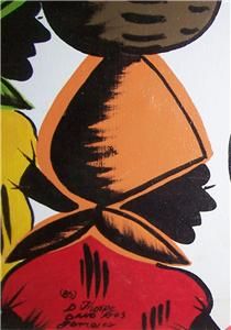 1985 D. Thorpe Primitive Jamaican Art Marketplace Women Ocho Rios 