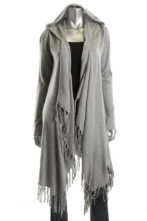 Acrobat New Gray Silk Fringe Hooded Open Front Cardigan Sweater One 