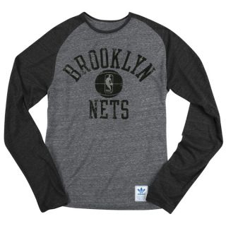 Brooklyn Nets Youth Adidas Originals Tri Blend Long Sleeve Raglan 