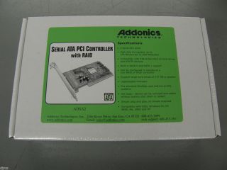 Addonics Serial ATA PCI Host Controller Storage Controller RAID PN 