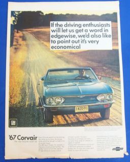 1967 Chevrolet Corvair Road Trip Scene Magazine Ad DD