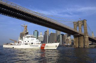 US Coast Guard Cutter Adak Brooklyn Bridge Photo Aug 02