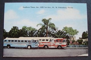 Southern Tours Old Buses St Petersburg FL Postcard