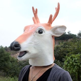   Elk Deer Mask Head Halloween Costume Theater Prop Novelty Latex Rubber
