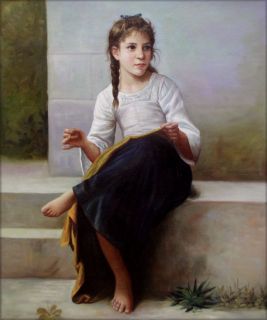 Museum Q Hand Painted Oil Painting Repro Bouguereau Sewing 1898
