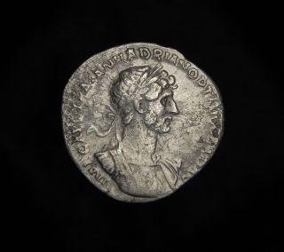 Ancient Roman Silver Denarius Pietas Coin of Emperor Hadrian