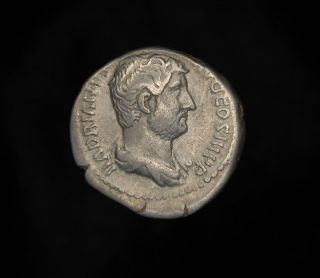Ancient Roman Silver Denarius Roma Coin of Emperor Hadrian Roma