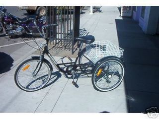 Wheel Adult Bike Tricycle Bicycle 6 Speed 24 Wheels Gomier Black 