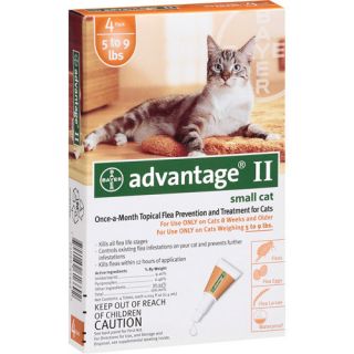 Advantage II Flea Control for Small Cats Orange 5 9lbs 4 pack 4 month 