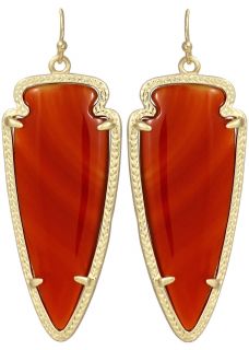 Kendra Scott Skylar Dangle Earrings Red Carnelian 14k Gold Plated 