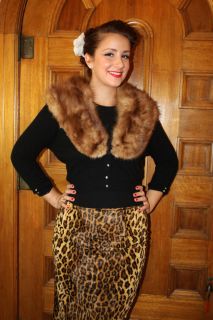 ADRIAN THAL vintage 50s couture MINK fur cashmere BOMBSHELL sweater 