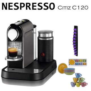   Citiz C120 Espresso Maker w Aeroccino Milk Frother Titanium Bundle