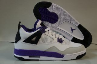 Nike Air Jordan 4 Retro White Black Ultra Violet Sneakers Girls GS 