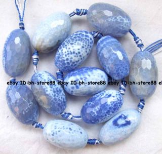 Blue Crab Agate 16x28mm Oval Knot Gemstone Beads 12pcs