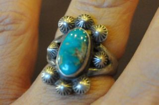 Navajo Native American Vintage Estate Ladies Design Turquoise Ring (7a 