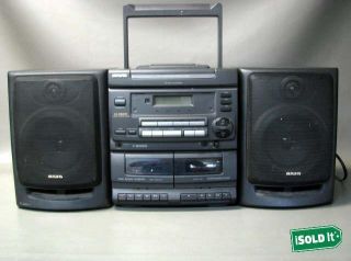 VINTAGE AIWA BOOMBOX STEREO HOME AUDIO SYSTEM AM FM DOUBLE CASSETTE CA 