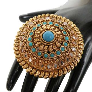   Polki Fashion Jewelry Gold Plated Designer Big Jodha Akbar Ring