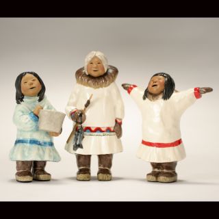 Alan Johnson pottery Eskimo figures. Two girls, Sarah and Rebecca 