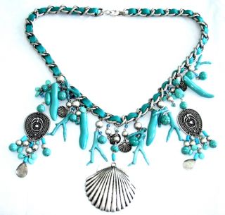 RK by Ranjana Khan Simulated Coral 28 Drop Necklace Turquoise Color $ 