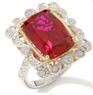 Victoria Wieck 8.56ct Absolute Created Ruby 2 Tone Frame Ring 6
