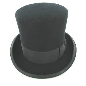 Black Wool Top Hat Victorian Dickens Caroler Slash Tuxedo Steampunk 
